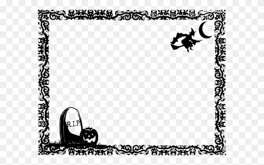 600x464 Graves Clipart Frame - Halloween Cat Clipart Black And White