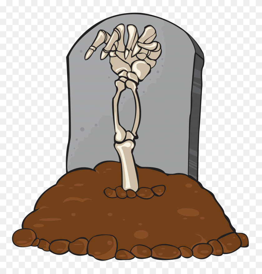 6663x7000 Gravestone Tomb And Skeleton Hand Png Clip Art Gallery - Skeleton Clipart