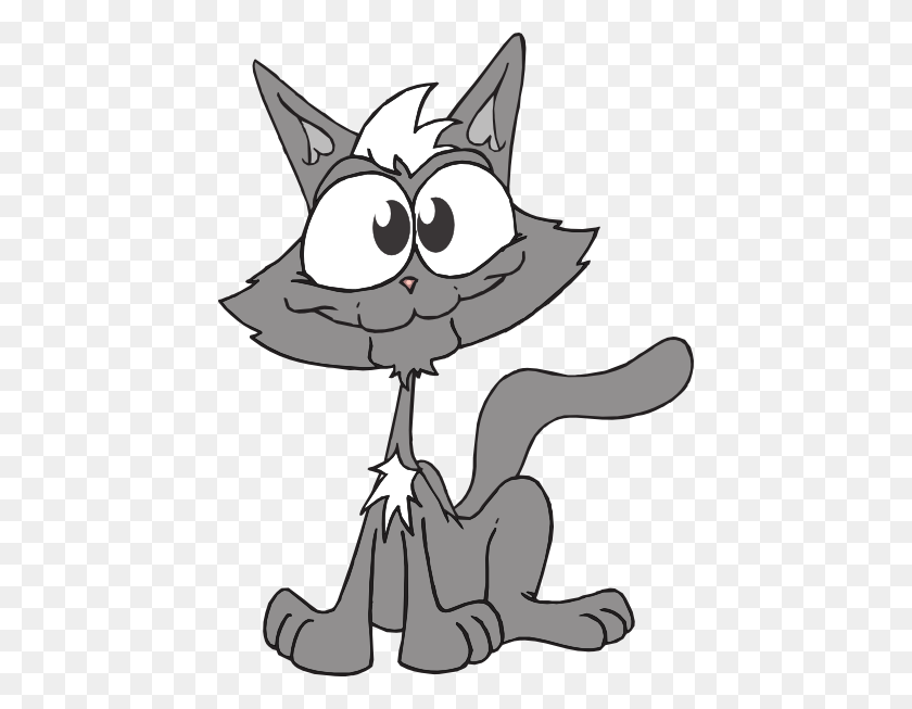 438x593 Gray Cartoon Cat Clip Art - Cartoon Cat Clip Art