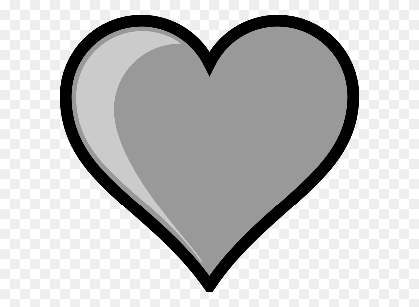 600x557 Gray Heart Clip Art - Valentine Clipart Black And White