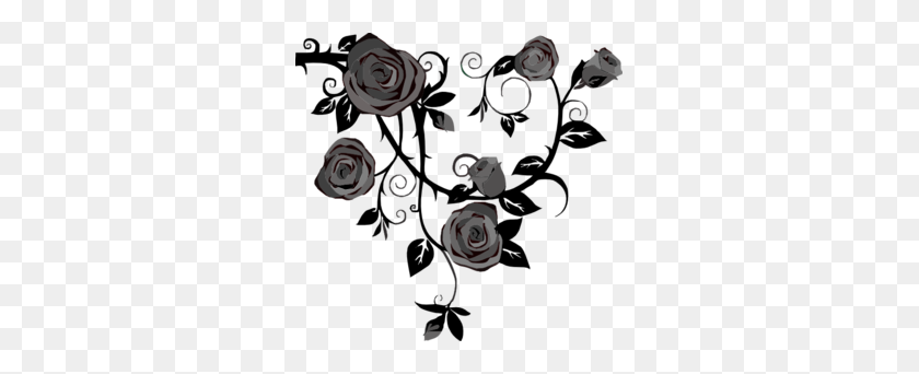 299x282 Gray Roses No Background Clip Art - Rose Vine Clipart
