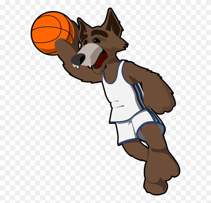 596x750 Gray Wolf Basketball Ball Game Sport - Wolf Cartoon PNG