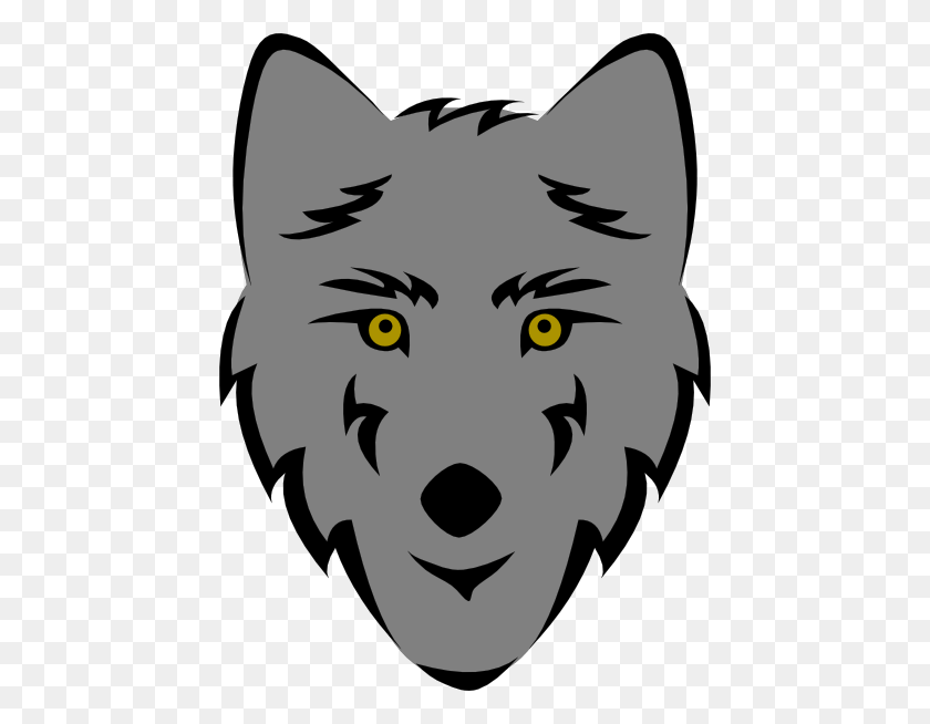 444x594 Gray Wolf Cliparts - Black And White Wolf Clipart