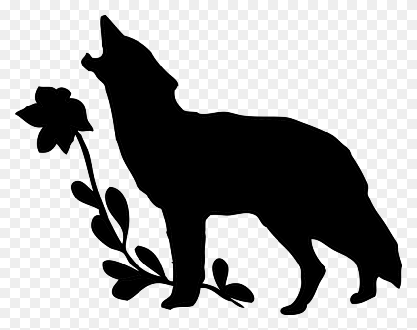 966x750 Gray Wolf Silhouette Coyote Drawing Black Wolf - Wolf Clipart Black And White