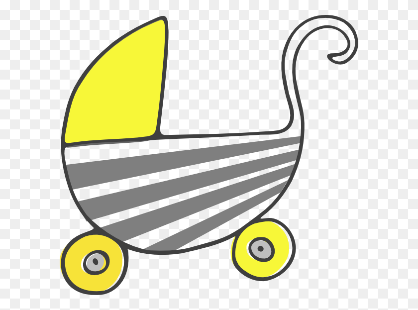 600x563 Gray Yellow Stroller Clipart Png For Web - Stroller Clipart
