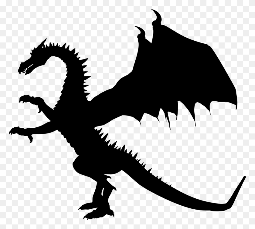 960x856 Великие Картинки Крутых Драконов - Силуэт Дракона Png