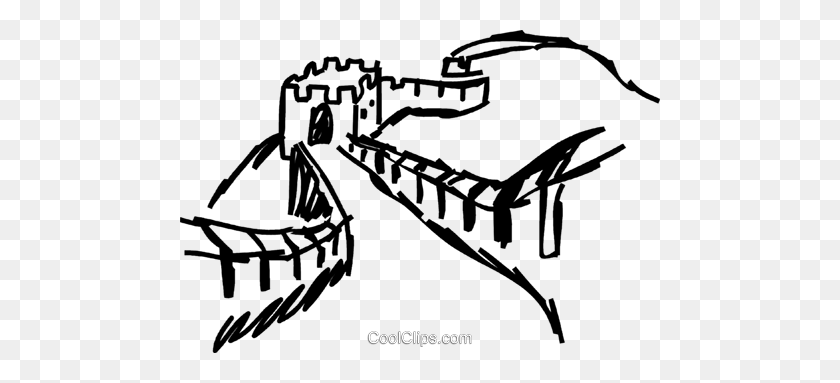 480x323 Great Wall Of China Royalty Free Vector Clip Art Illustration - Wall Clipart Black And White