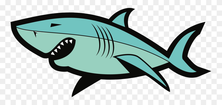 760x340 Gran Tiburón Blanco De Dibujos Animados De Dibujo De Peces Cartilaginosos Gratis - Clipart De Dibujos Animados De Tiburón