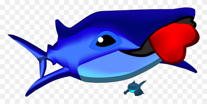 1024x474 Great White Shark Clipart Chibi - Shark Clipart