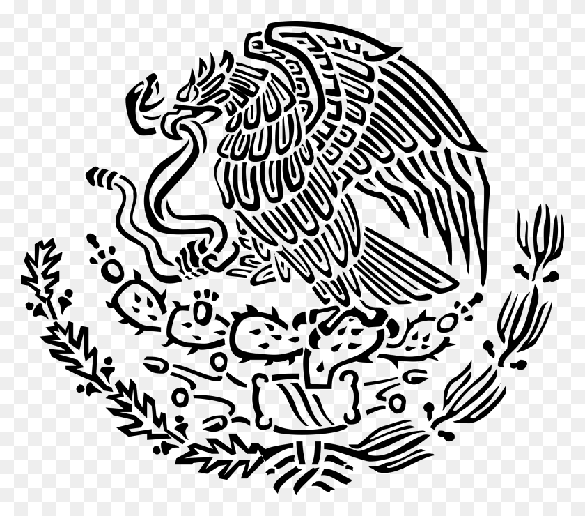 2000x1744 Величайшие Черно-Белые Гигантские Рисунки Мексиканского Флага - Скромный Клипарт