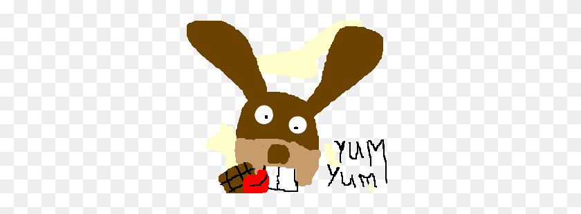 300x250 Greedy Easter Bunny Eating Chocolate Drawing - Greedy Clipart