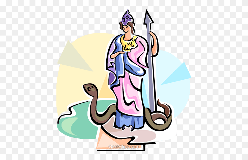 458x480 Mitología Griega Athena Royalty Free Vector Clipart Illustration - Mitología Clipart