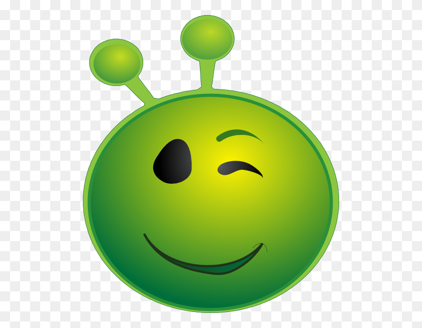 510x593 Зеленый Инопланетянин, Улыбаясь, Подмигивая Смайлики Картинки - Крутые Смайлики Клипарт