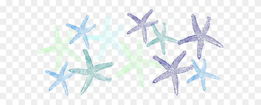 600x279 Green And Blue Starfish Clip Arts Download - Starfish Clipart Free