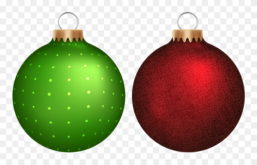 8754x5387 Green And Red Christmas Balls Png Clip Art - Xmas PNG