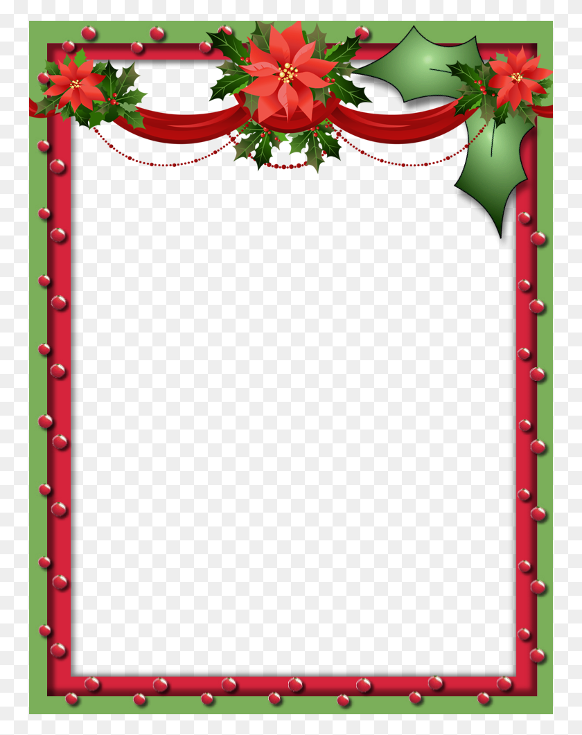 756x1001 Green And Red Christmas Png Photo - Holiday Frame Clipart