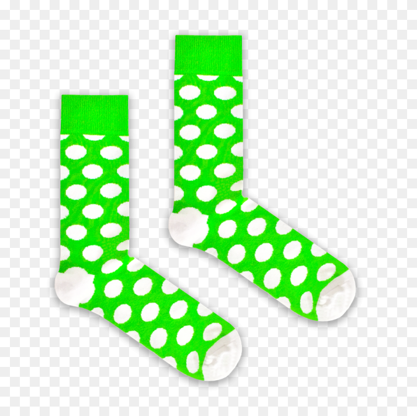 1000x1000 Green And White Polka Dot Sock - White Polka Dots PNG