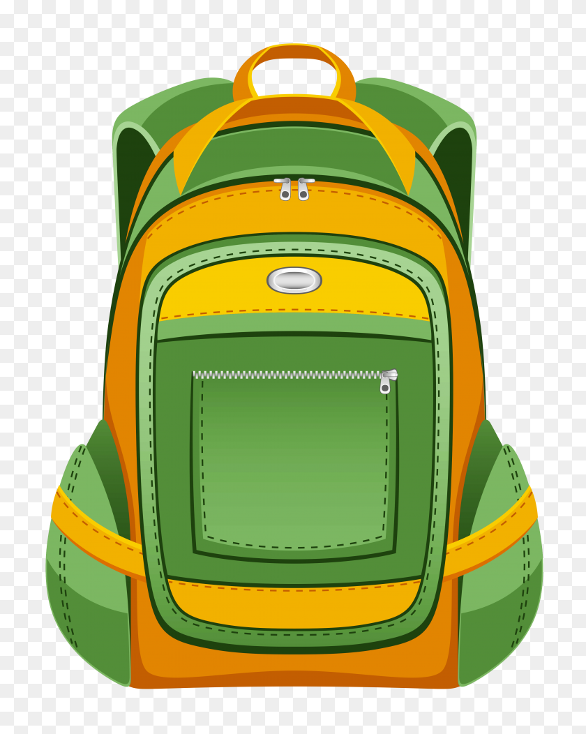 3924x4992 Green And Yellow Backpack Png Vector Gallery - Back To School Clip Art Free