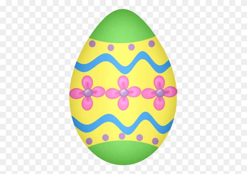369x530 Green And Yellow Easter Egg - Easter Egg Clipart