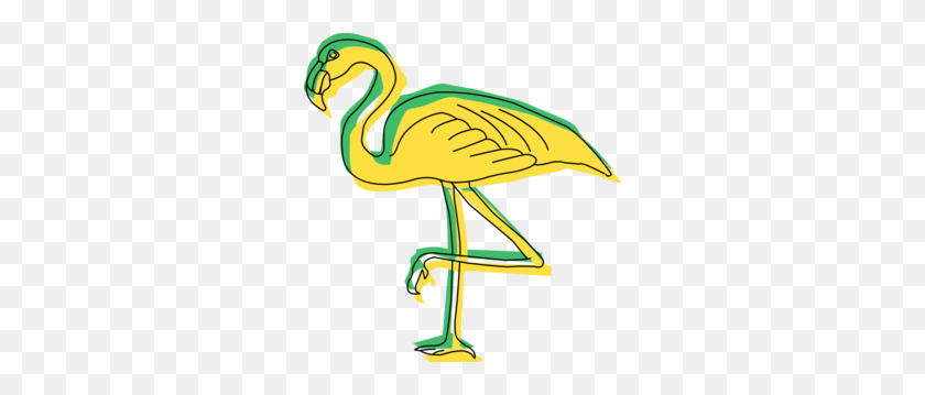 288x299 Green And Yellow Flamingo Art Clip Art - Flamingo Clipart PNG