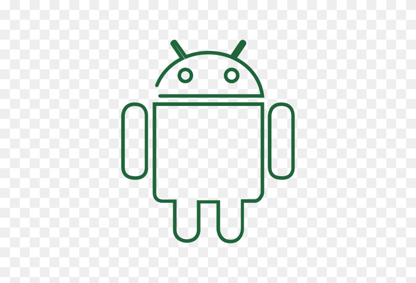512x512 Green Android Line Icon - Android Icon PNG