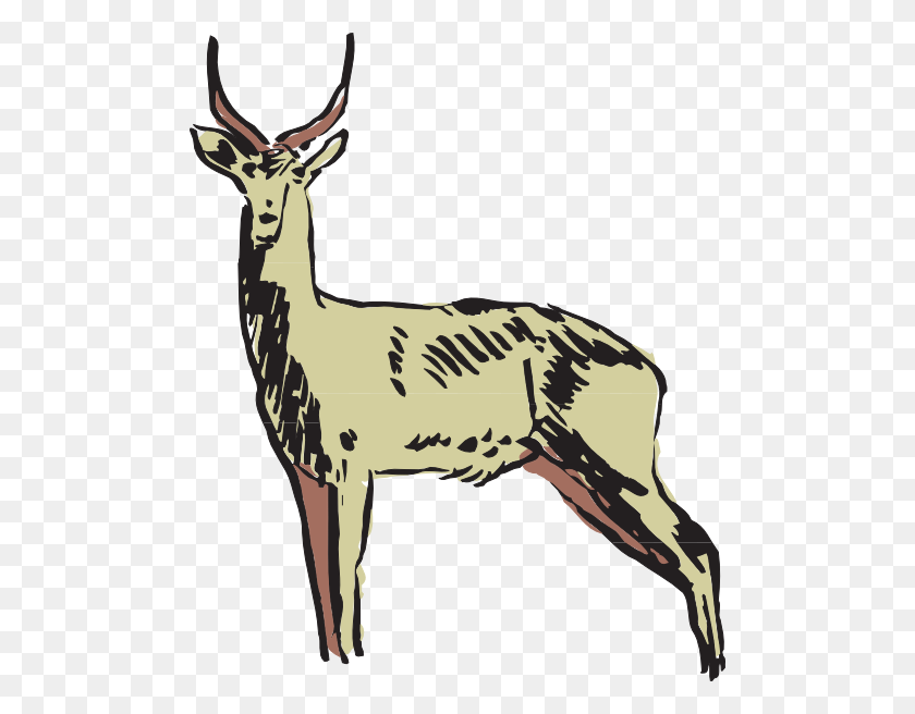 492x596 Green Antelope Drawing Png Clip Arts For Web - Antelope Clipart