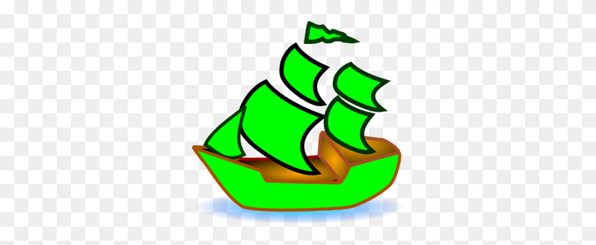 300x286 Зеленая Лодка Png Клипарт Для Интернета - Мультфильм Лодка Png
