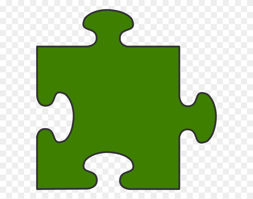 600x601 Green Border Puzzle Piece Top Clip Art - Puzzle Piece Clipart