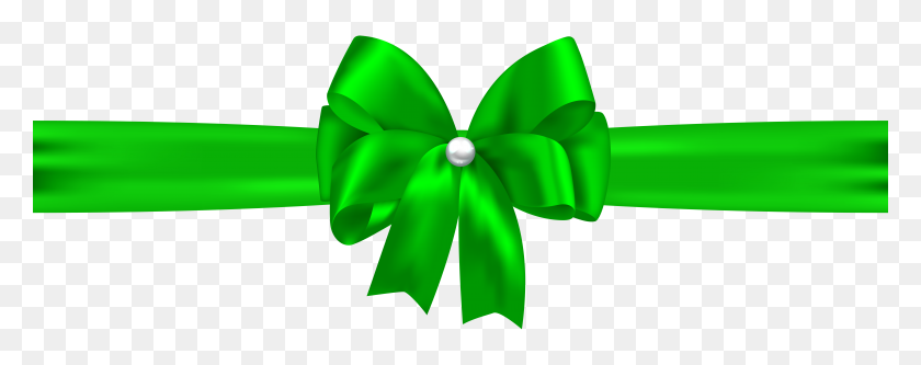 8000x2805 Green Bow With Ribbon Png Clip Art - Free Ribbon Clipart