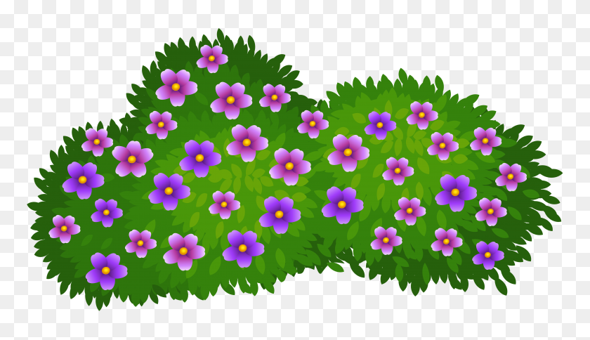 5000x2720 Green Bush With Flowers Transparent Png Clip Art Gallery - Shrub PNG