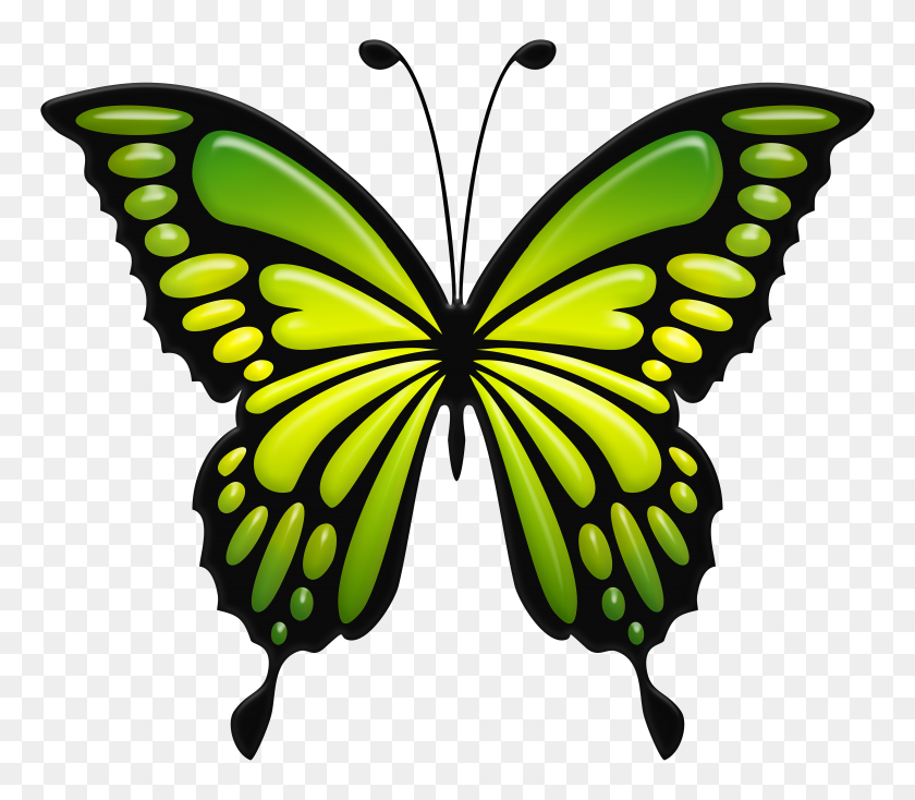 8000x6913 Imágenes Prediseñadas De Mariposa Verde Png - Imágenes De Clipart De Mariposa Gratis