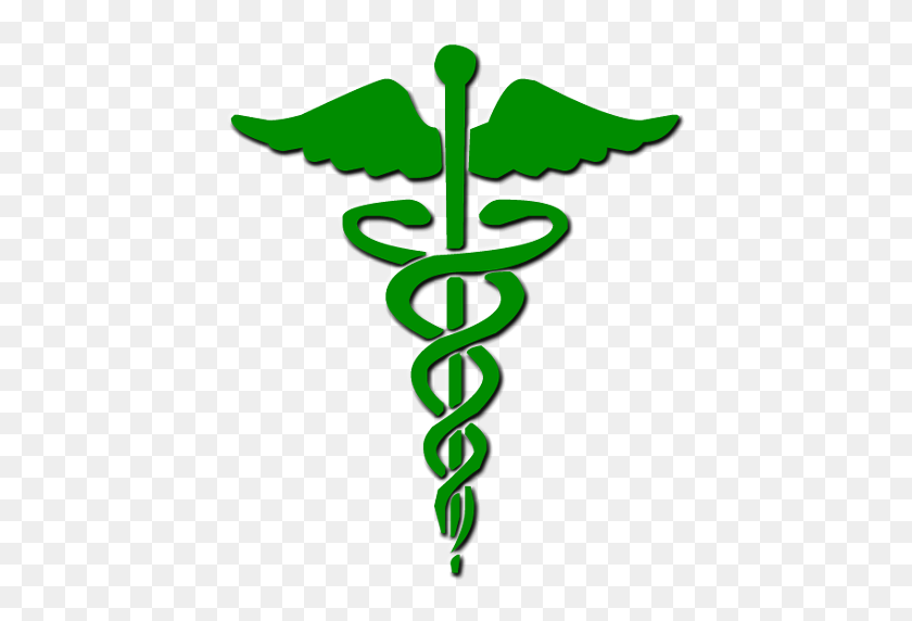 512x512 Зеленый Кадуцей Медицинский Символ Клипарт Изображение - Медицинский Символ Клипарт