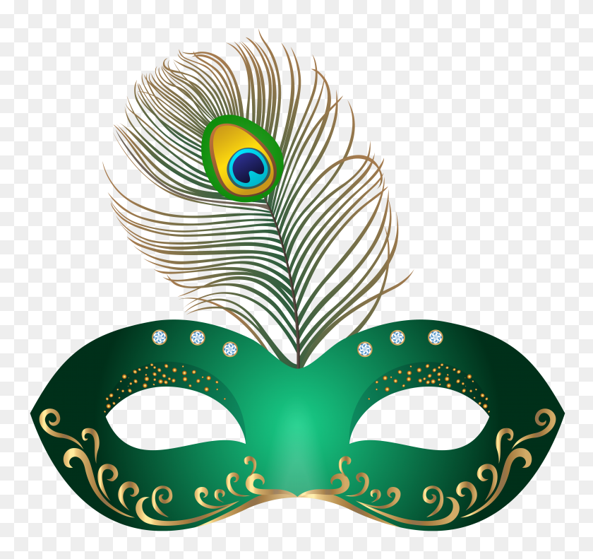 6271x5881 Máscara De Carnaval Verde Png Clipart - Feather Border Clipart