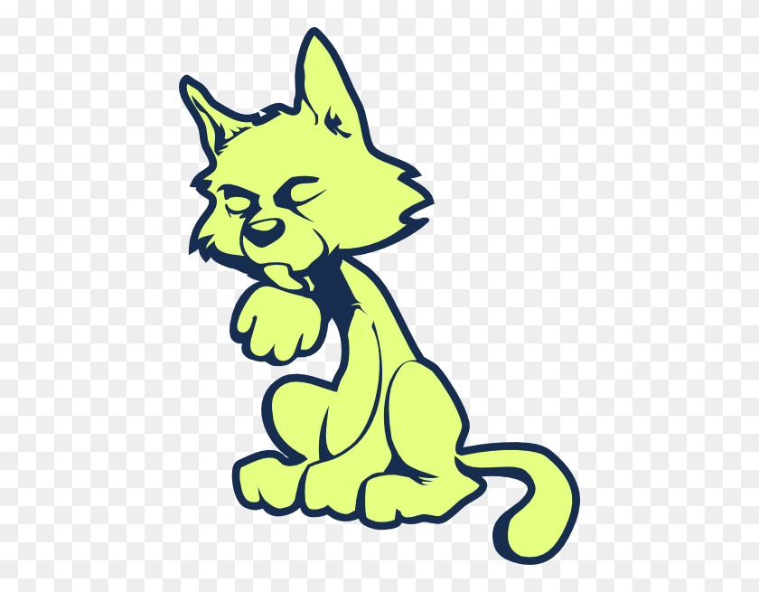 444x595 Green Cat Clip Art - Lick Clipart