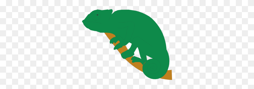 298x234 Green Chameleon On A Branch Clip Art - Chameleon Clipart