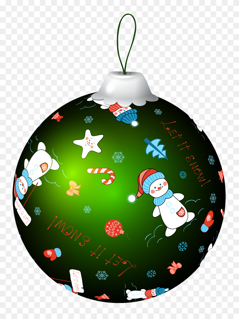 4603x6253 Bola De Navidad Verde Con Muñeco De Nieve Png Clipart Gallery - Let It Snow Clipart