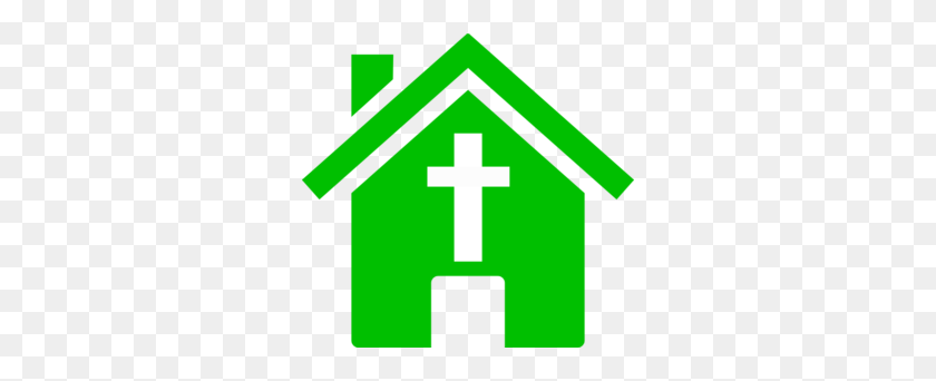 298x282 Green Church House Clip Art - Church Clipart PNG
