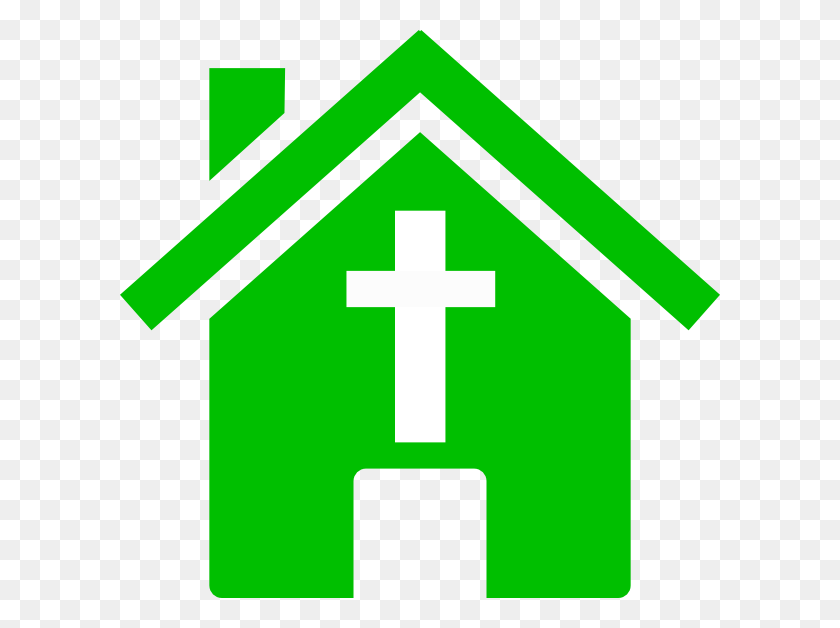 600x568 Зеленый Церковный Дом Картинки - Церковный Семейный Клипарт