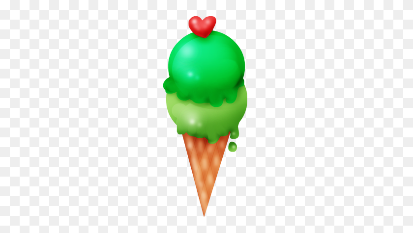 190x415 Мороженое Зеленый Клипарт - Картинки Вафельный Рожок