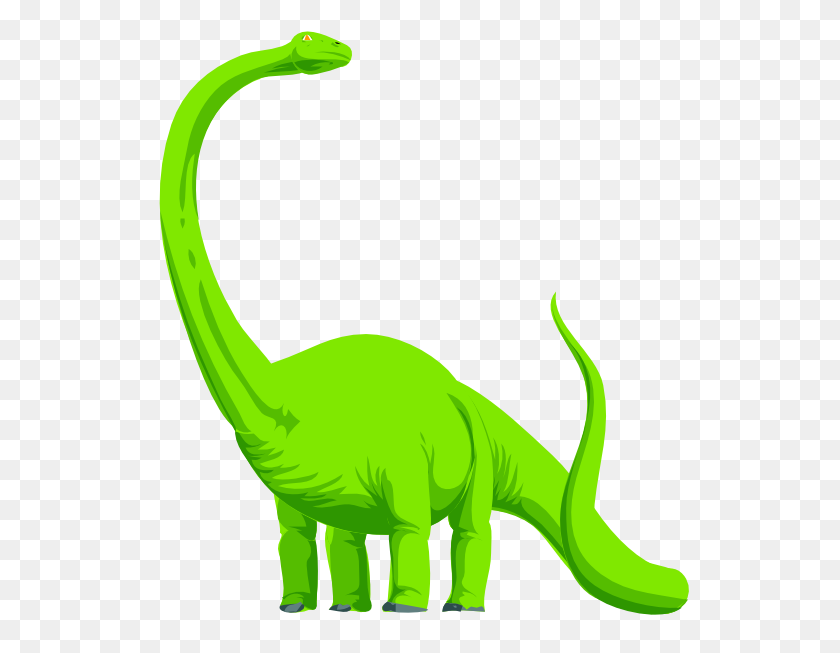 540x593 Green Colored Dinosaur Clip Art - Long Neck Dinosaur Clipart