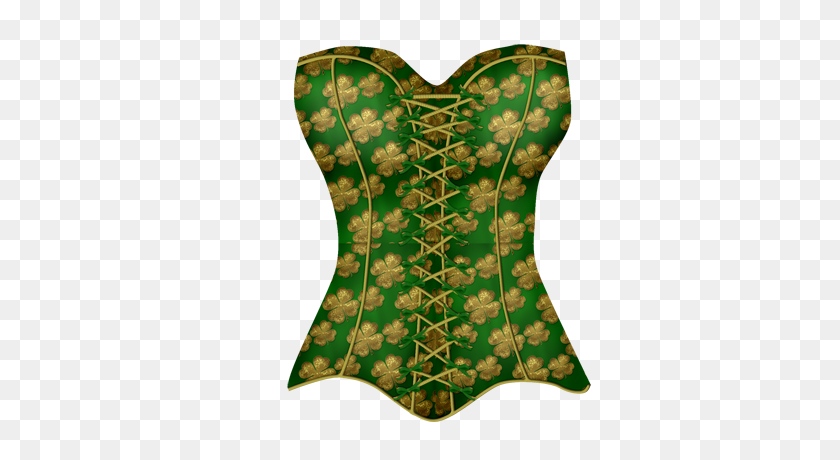 395x400 Green Corset Corsets Lingerie Corset, St Patrick - To Get Dressed Clipart