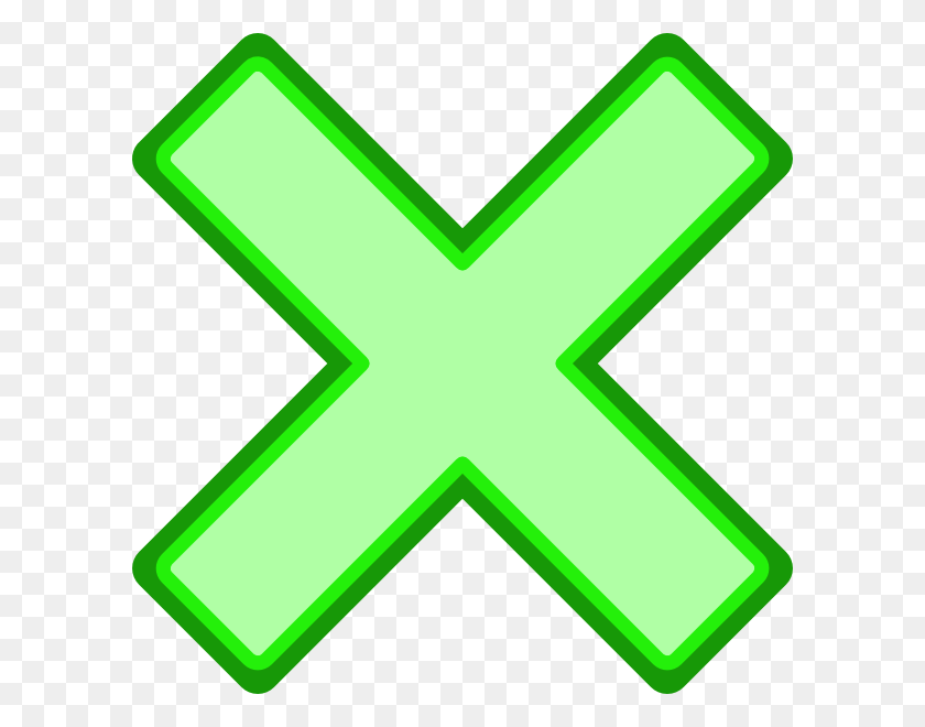 600x600 Green Cross Mark Clip Art - X Mark Clipart