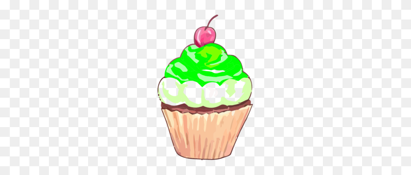 195x298 Green Cupcake Clip Art - Cupcake PNG