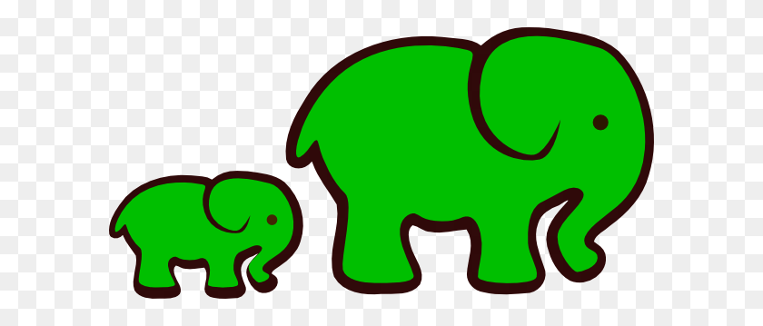 600x299 Зеленый Слон Мама Ребенок Png Клипарт Для Интернета - Слоненок Png