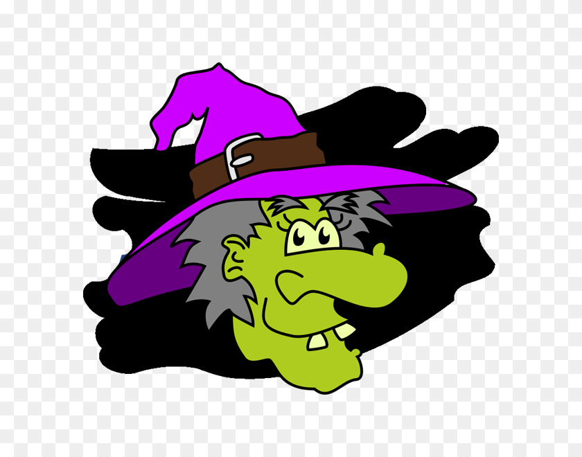 600x600 Green Faced Witch Clip Art - Halloween Pumpkin Clipart Black And White