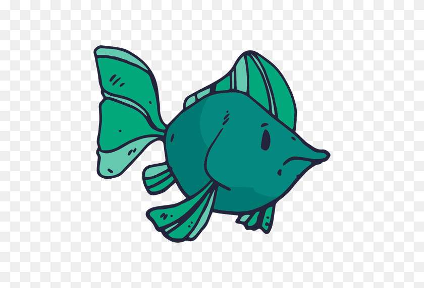 512x512 Green Fish Cartoon - Cartoon Water PNG