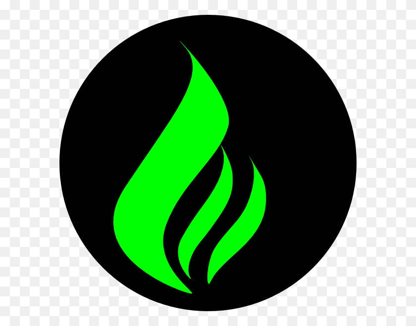 600x600 Green Flame Black Clip Art - Cross And Flame Clipart