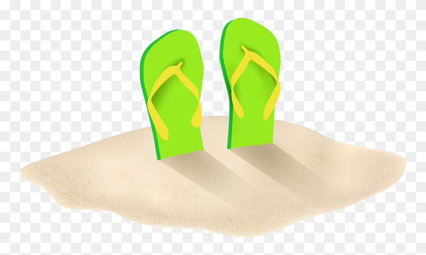 5000x2848 Green Flip Flops In Sand Png Clipart - Sand PNG