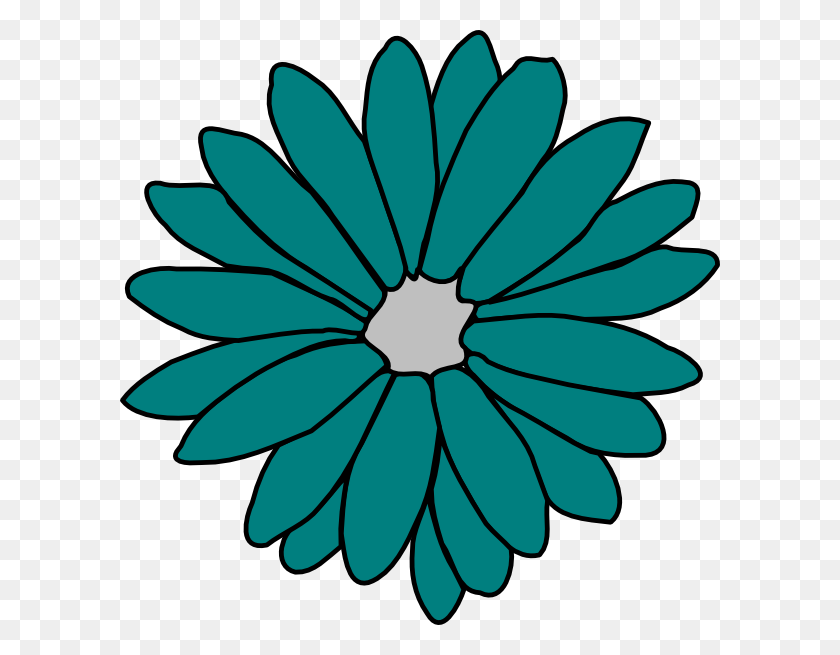 600x595 Green Flower Clip Art - Teal Flower Clipart