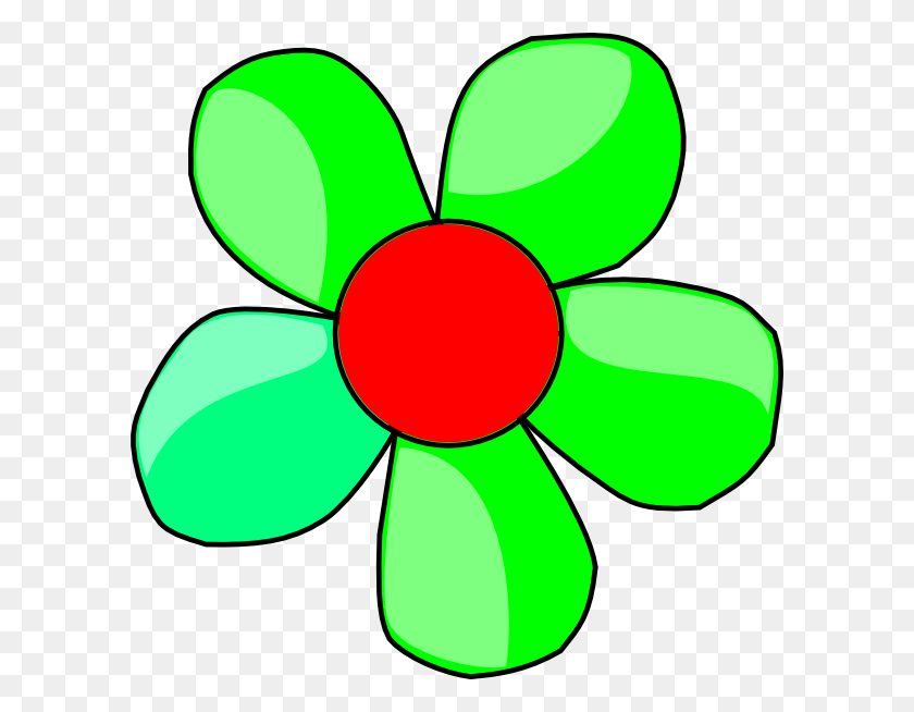 600x594 Green Flower Clip Art - Cartoon Flowers Clipart